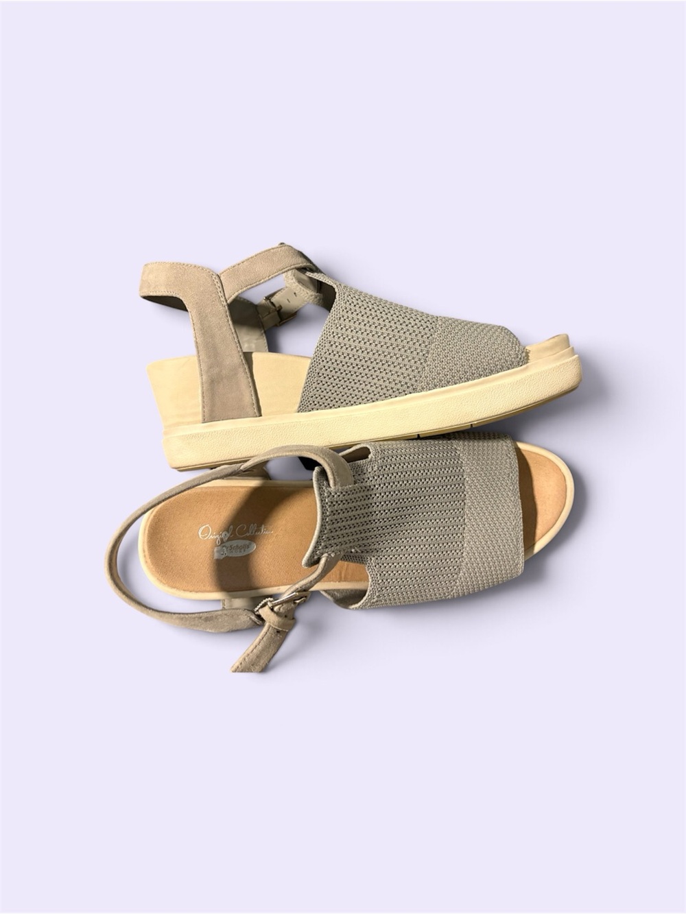 Comfort Knit Wedge Sandal in Gray